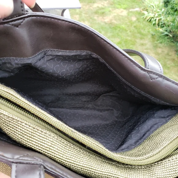 VINTAGE Bag LIZ CLAIBORNE Olive Green Roomy Vegan - Picture 10 of 13